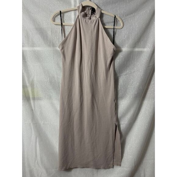 TAN FOREVER 21 HALTER DRESS SIZE LARGE - Picture 2 of 5